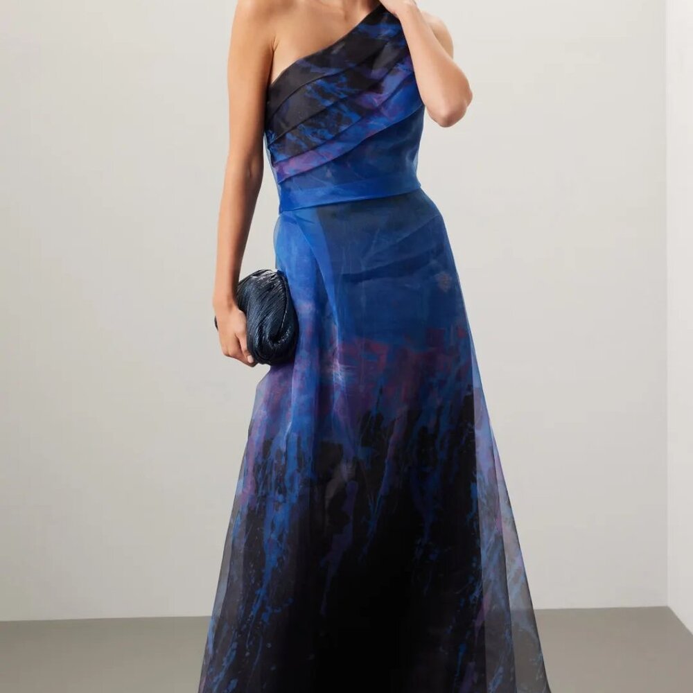Rene Ruiz Blue Organza Gown, Size 4